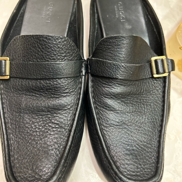 Gucci Leather Slippers / Slides, black, buckle detail, 110104, Size 8 - Picture 2 of 14